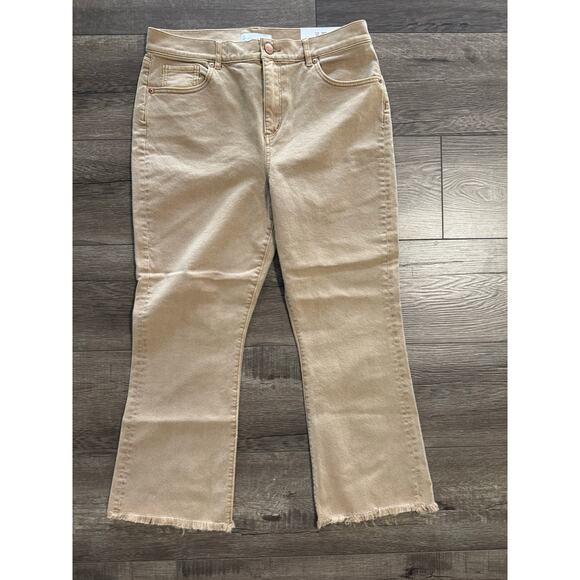 Loft High Waist Flare Crop Frayed Hem Jeans Size 10P NWT - Picture 1 of 4